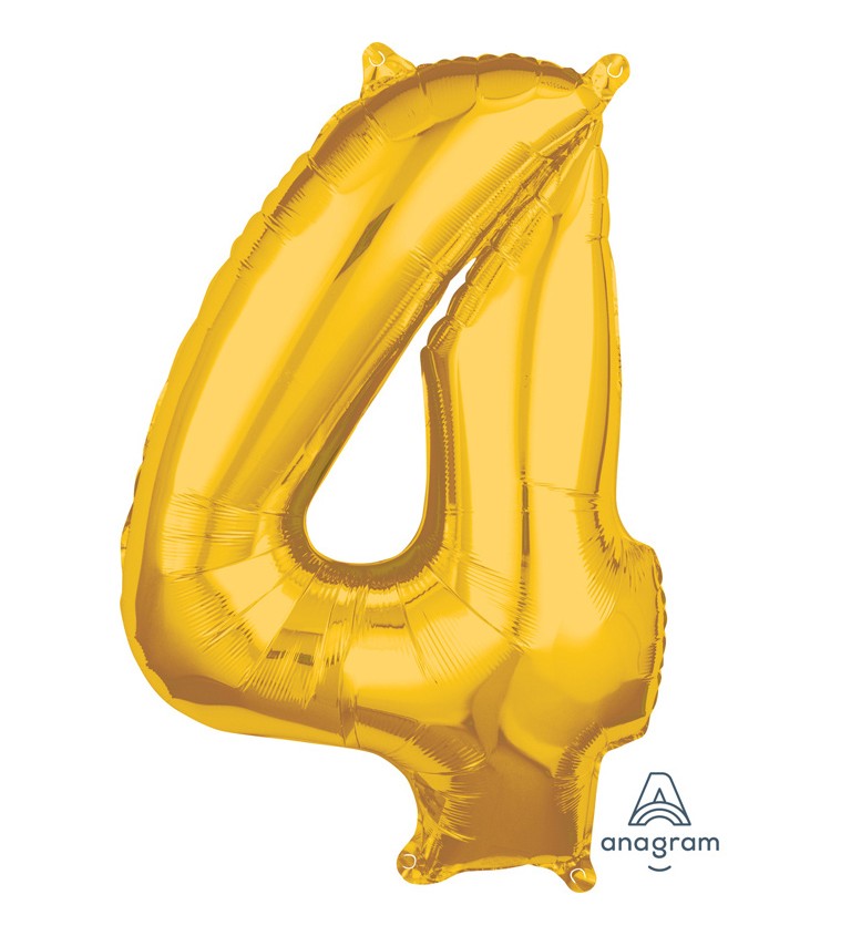 Fóliový balónik "4" - zlatý 66cm
