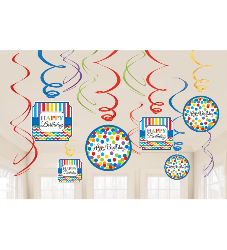 Dekorácia - Happy Birthday špirály