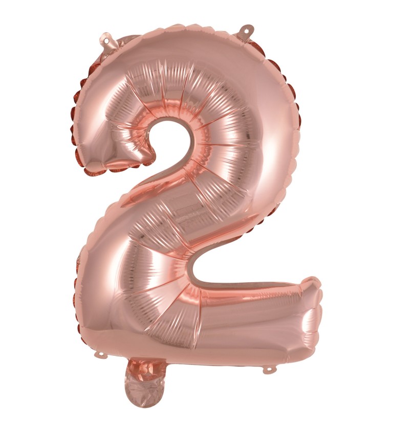 Mini fóliový balónik číslo 2 ružové zlato
