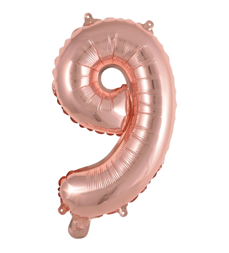 Mini fóliový balónik číslo 9 ružové zlato