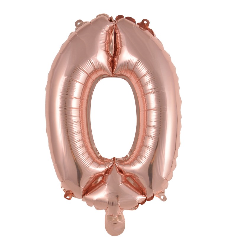 Mini fóliový balónek číslo 0 růžové zlato