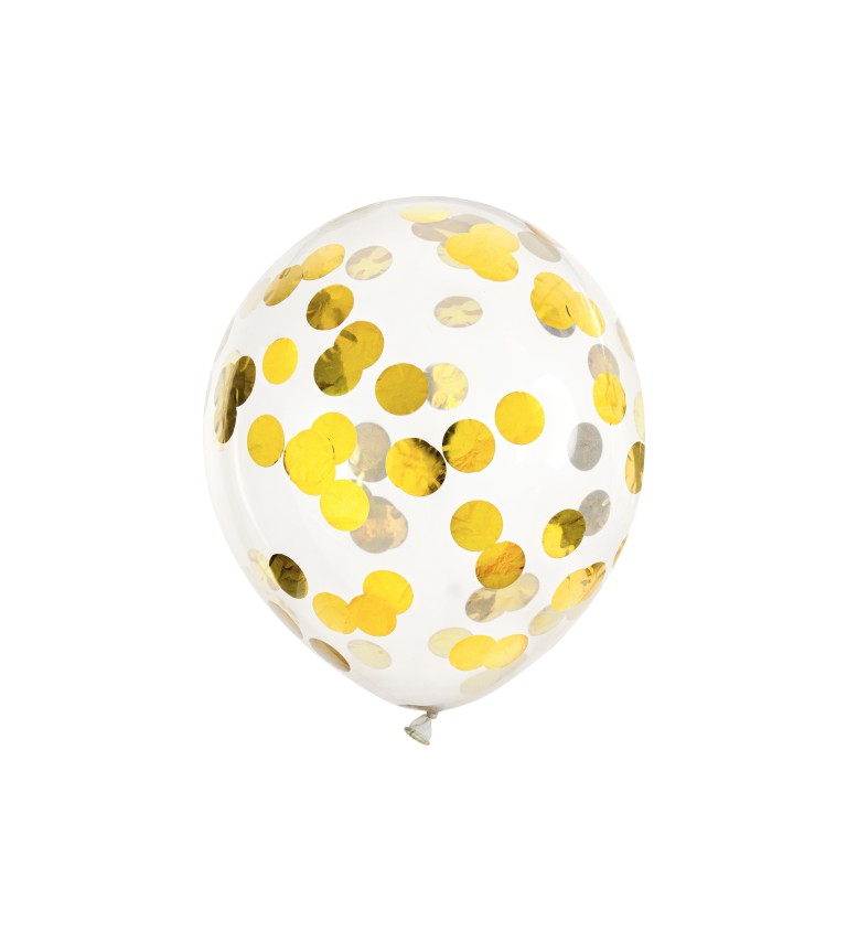 Priehľadný balón so zlatými konfetami