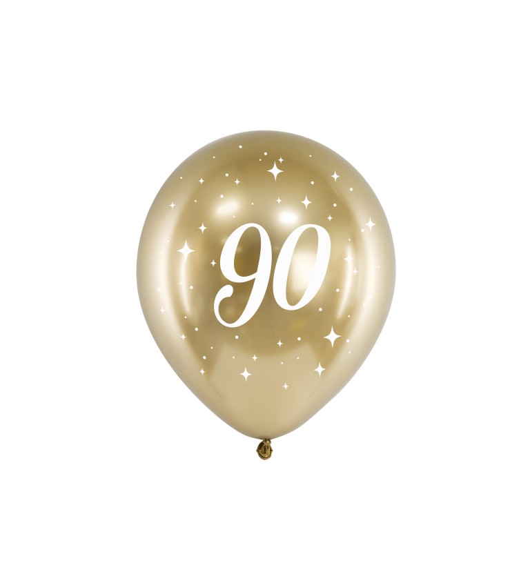 Lesklý zlatý balónik 90 sada