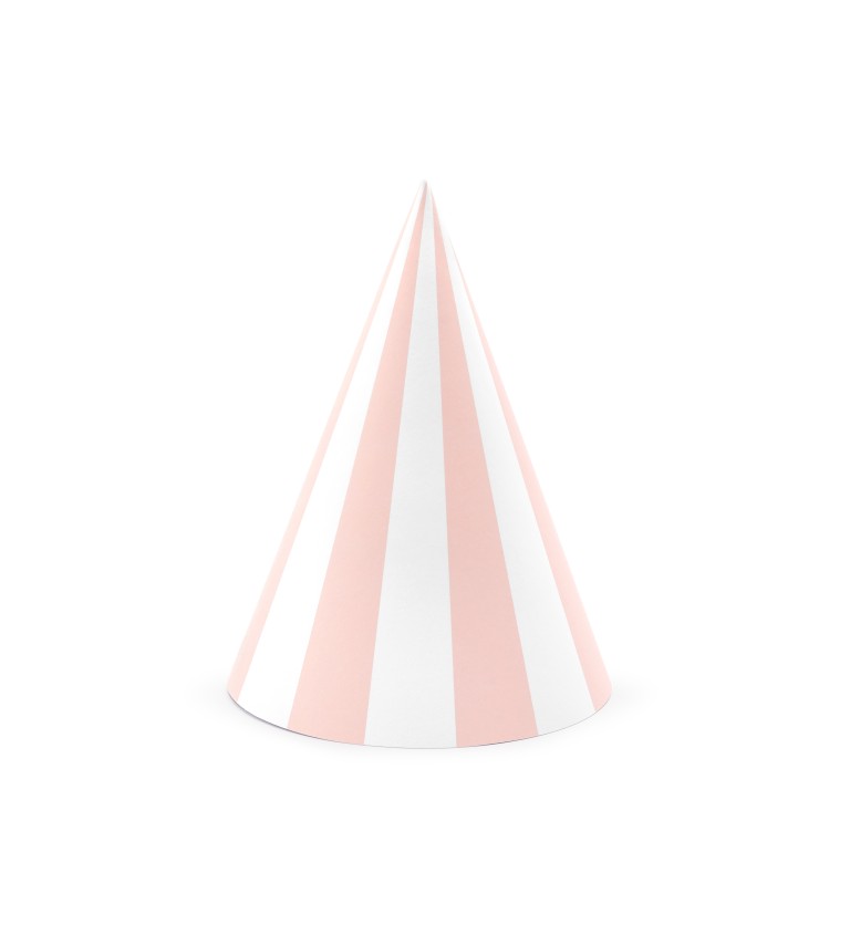 Papierové klobúky bielo-ružové 6 ks