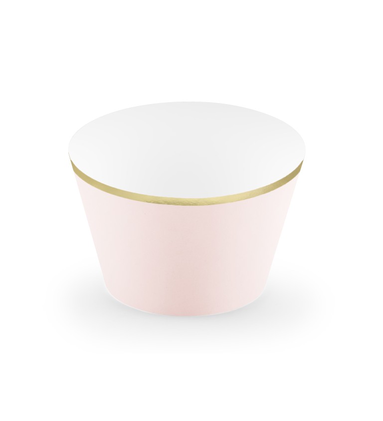 Cupcake košíky - ružové so zlatým lemom