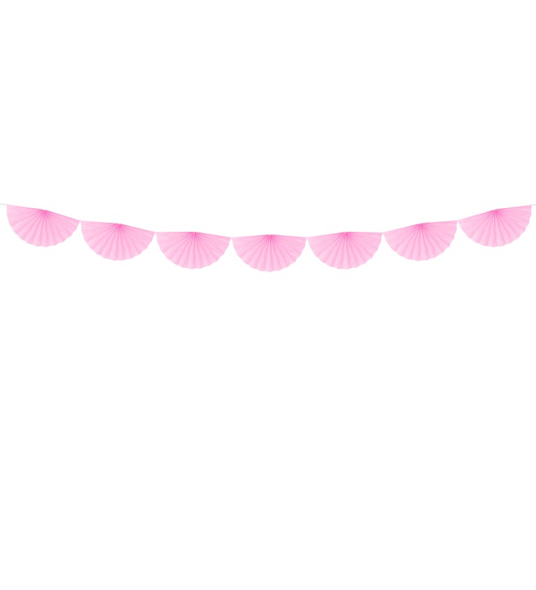 Girlanda - vejáriky svetlo ružové väčšie