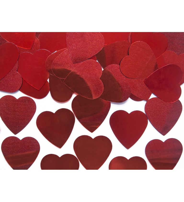 Dekorácia - Konfety veľké červené srdcia