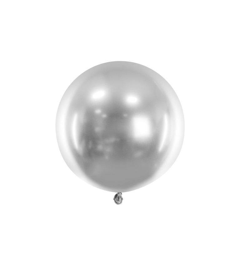 Okrúhly lesklý balón 60 cm, strieborný