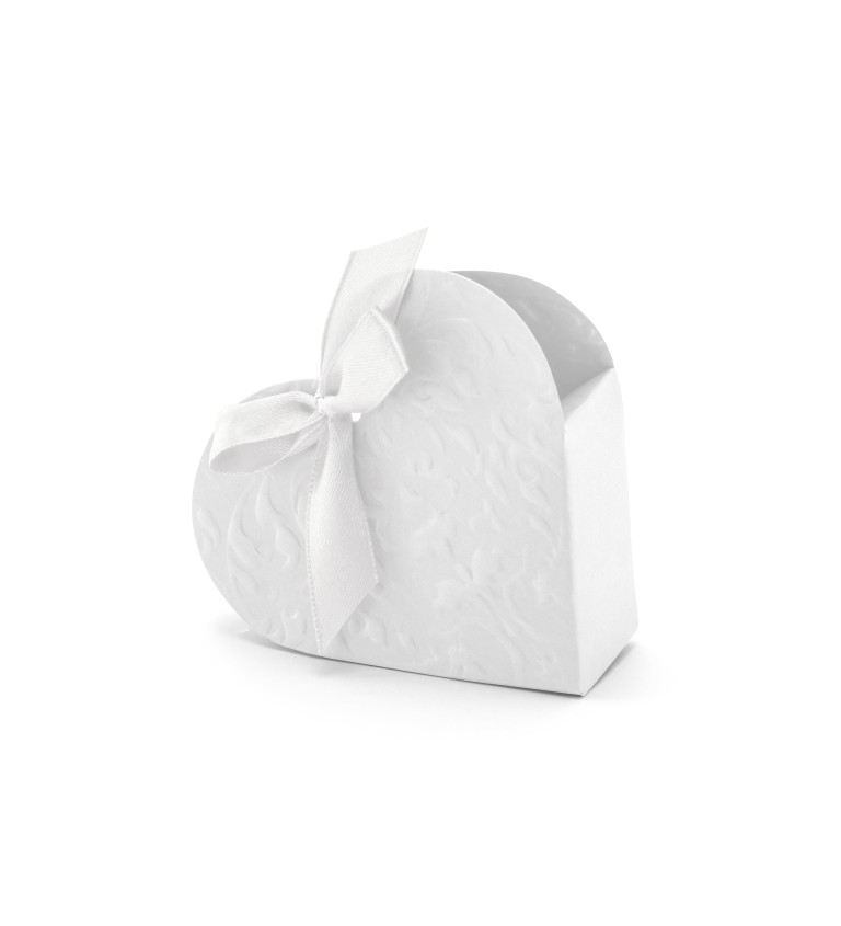 Darčeková krabička biele srdce - 10 ks