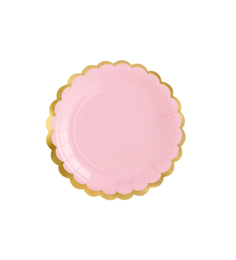 Tanier ružový - zlatý okraj 6 ks