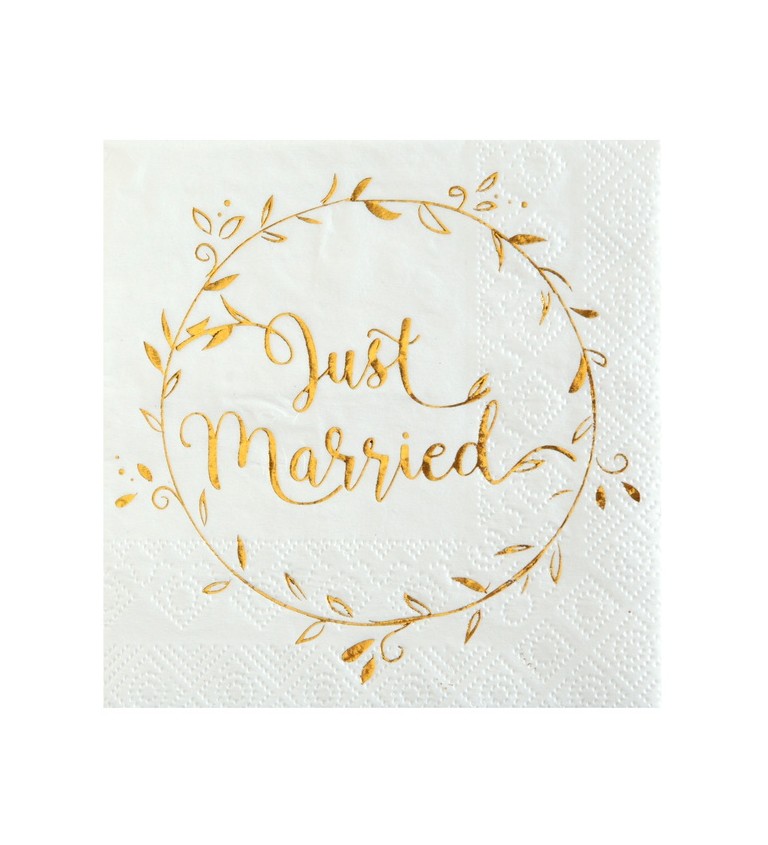 Zlatý kovový obrúsok - Just Married