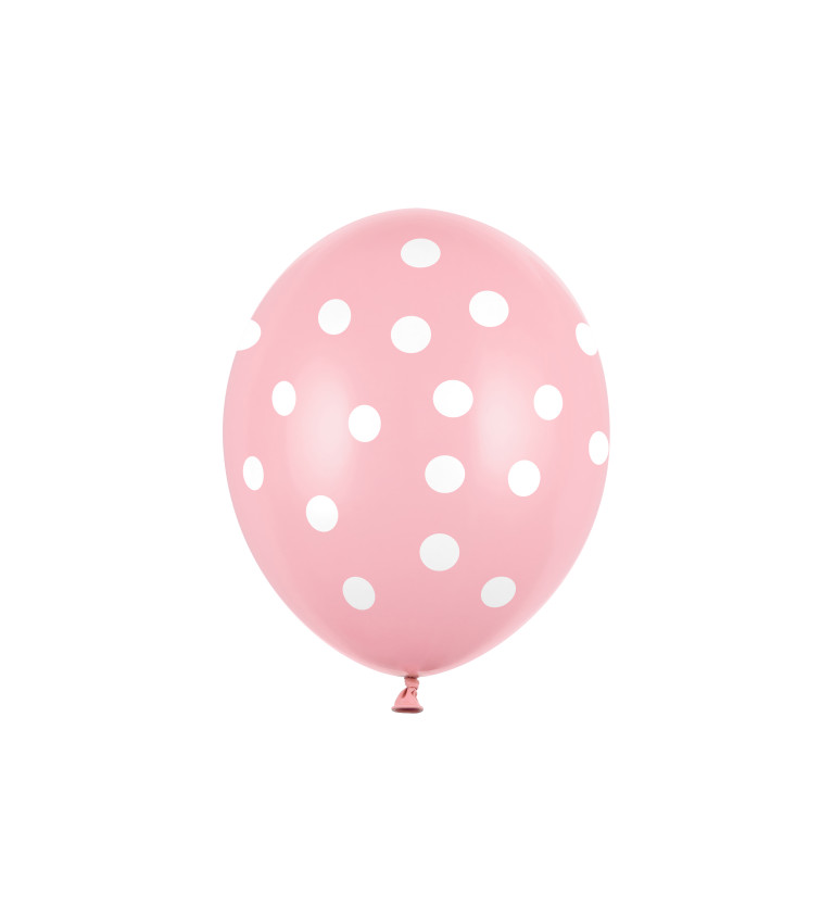 Pastelovo ružové balóniky s bielymi bodkami