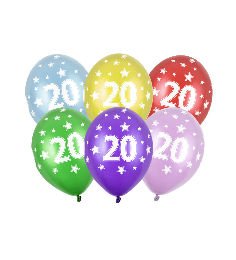Metalický balón - Číslica "20", 50 ks