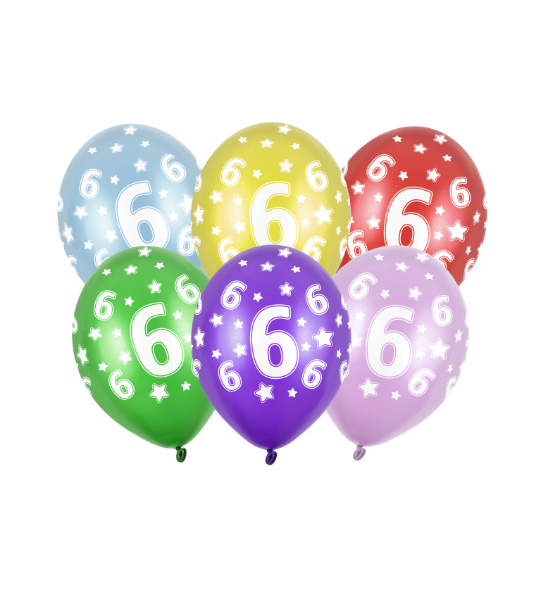 Metalický balón - Číslica "6", 50 ks