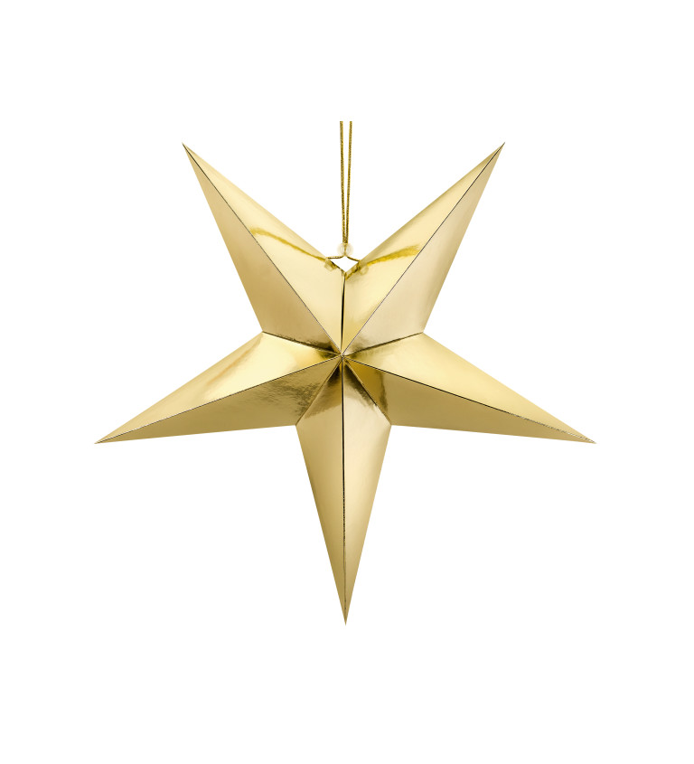 Dekorácia - hviezdička zlatá 70 cm