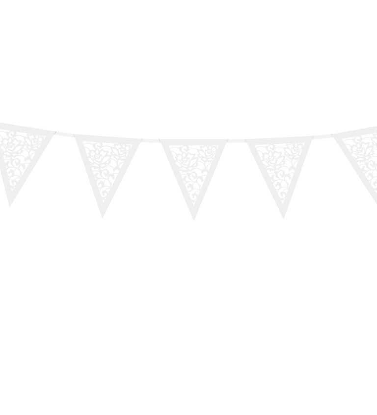 Girlanda čipková papierová v bielej farbe