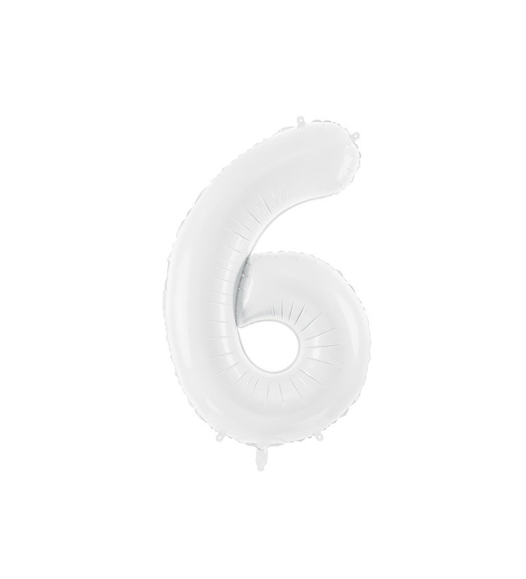 Fóliový balón "6" - biely
