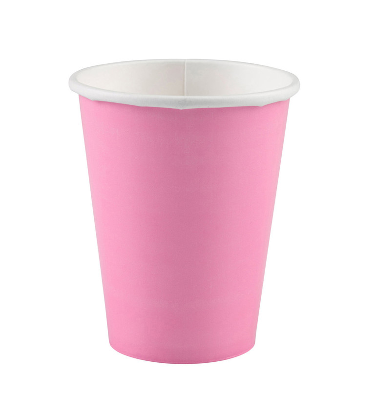 Jednofarebný pohár ružový 20 ks