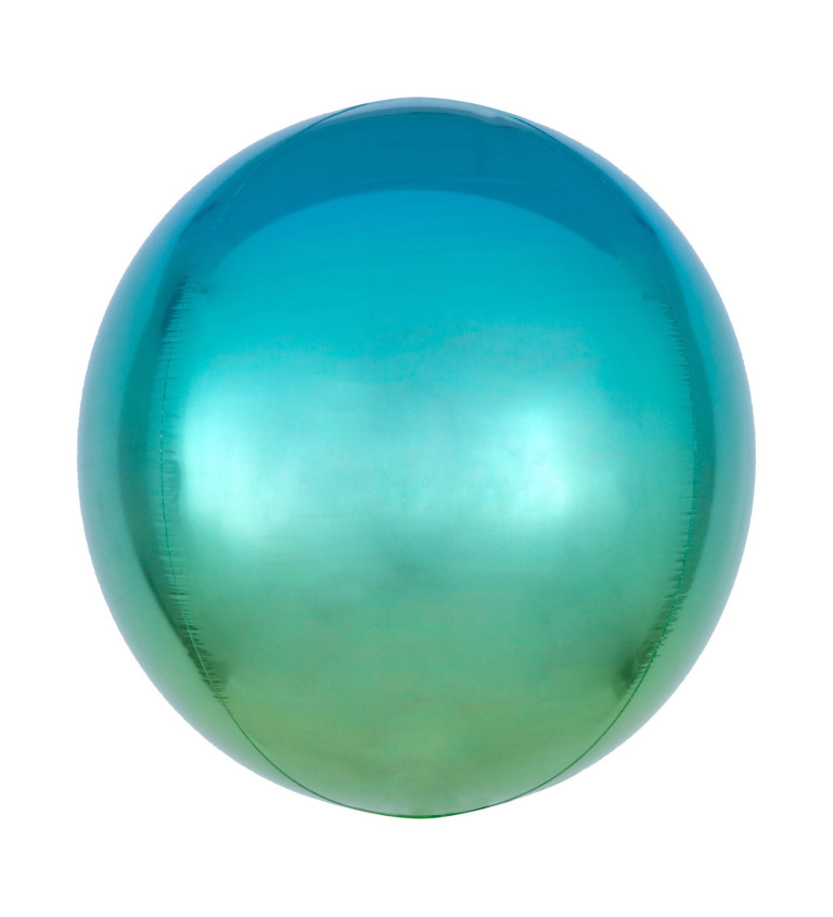 Fóliový balónik Ombre, zelenomodrý