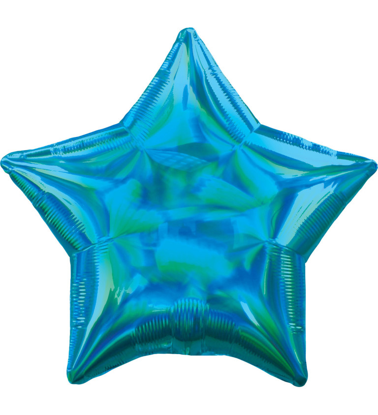 Fóliový balónik Holografická hviezda, modrá