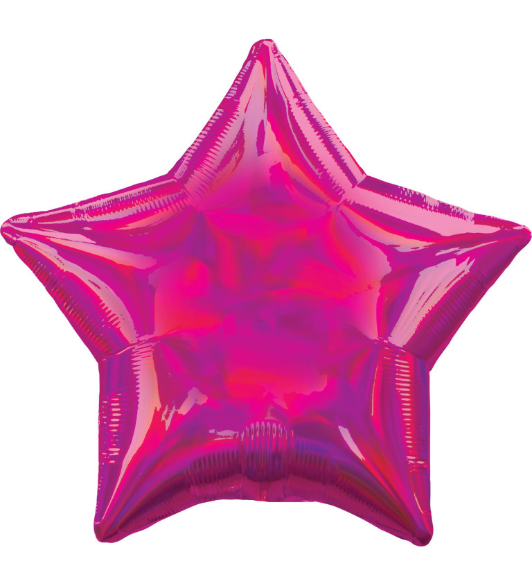 Fóliový balónik Holografická hviezda, ružová