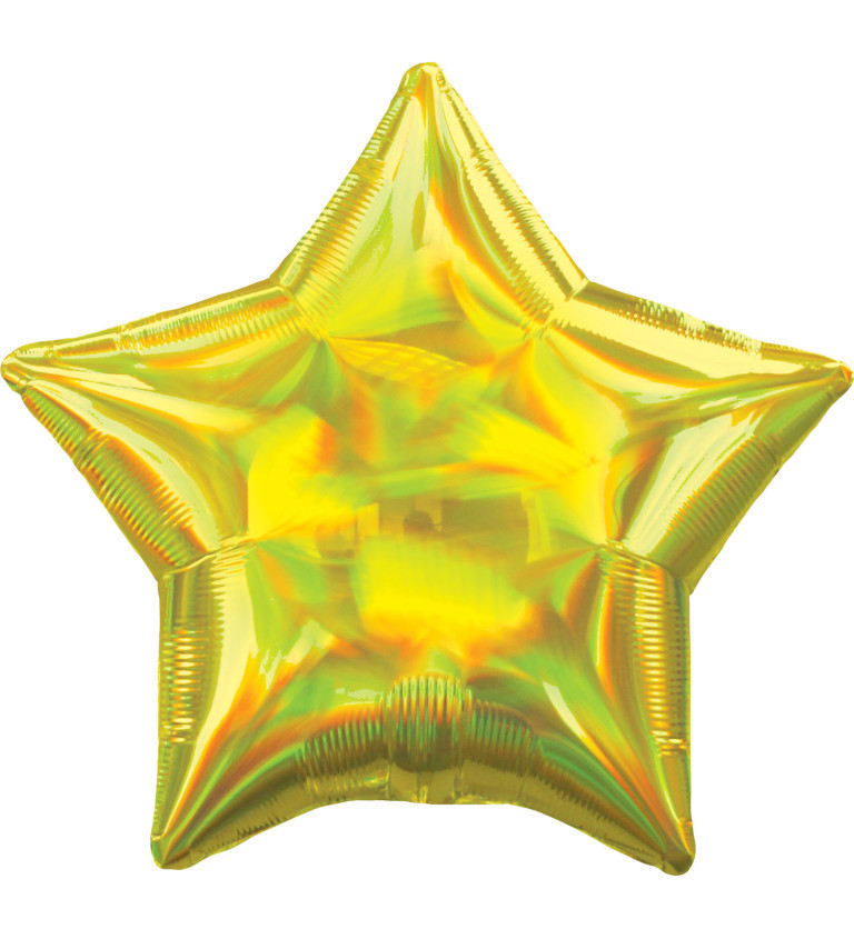 Fóliový balónik Holografická hviezda, žltá