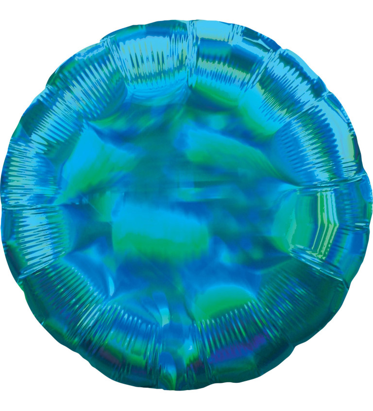 Fóliový balónik Holografický kruh, modrý