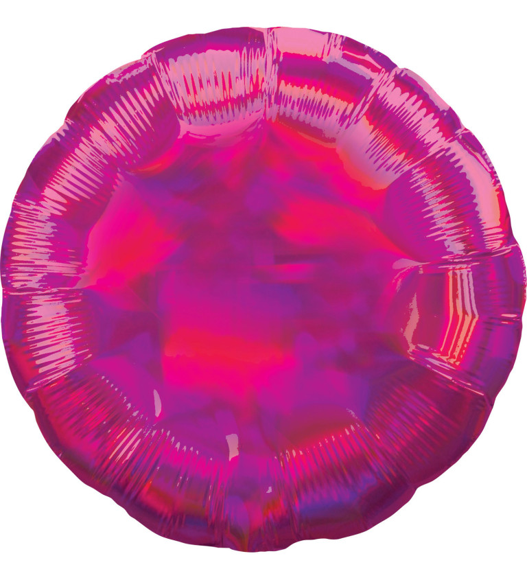 Fóliový balónik Holografický kruh, červenoružový