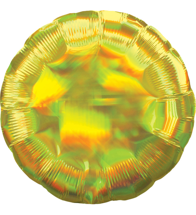 Fóliový balónik Holografický kruh, žltý