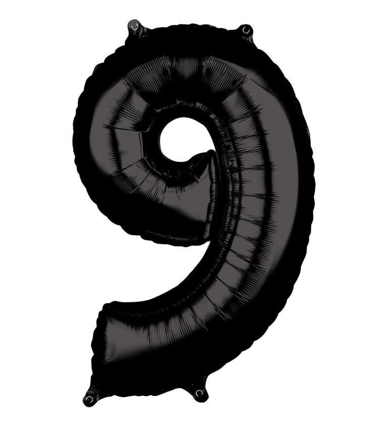 Fóliový balón "9" - Čierny, veľký