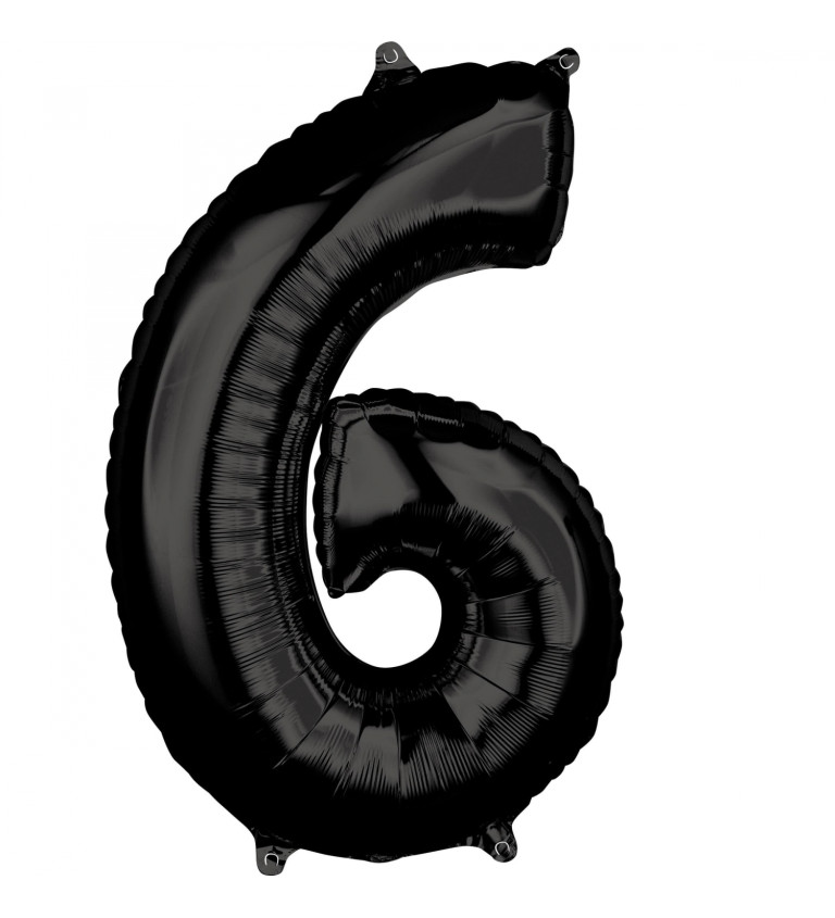 Fóliový balón "6" - Čierny, veľký
