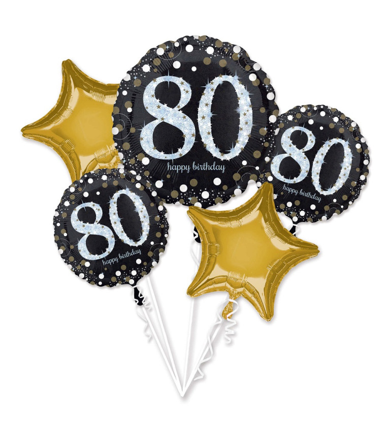 Sada "Sparkling Birthday 80" 5 - fóliové balóny
