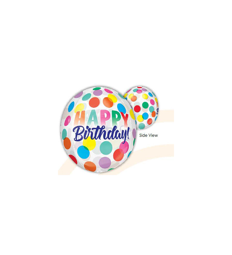 Guľatý balónik Happy Birthday, farebný