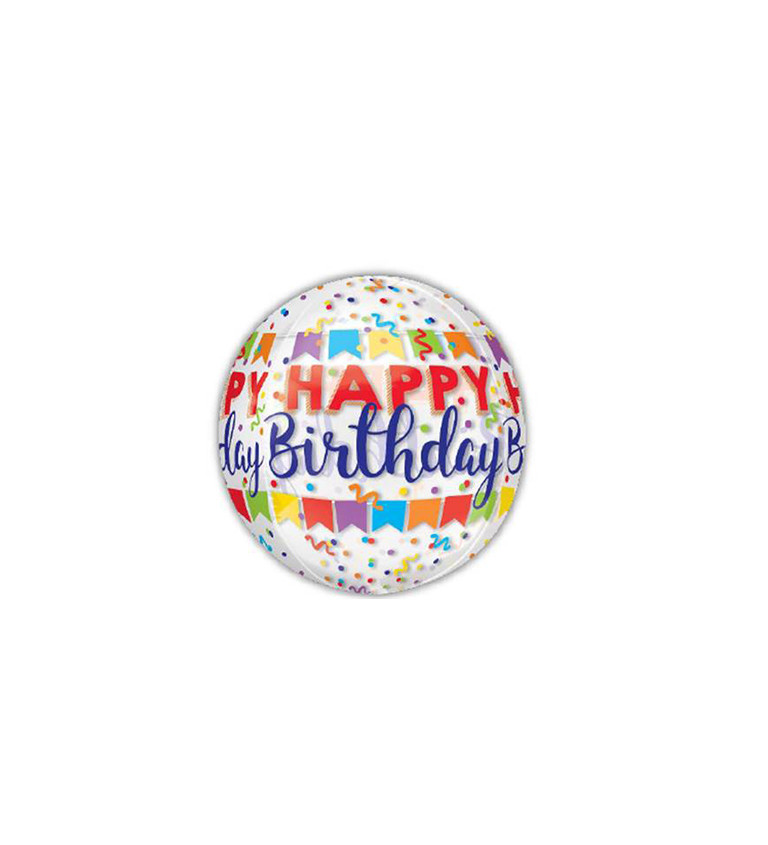Fóliový balónik Happy Birthday, farebný
