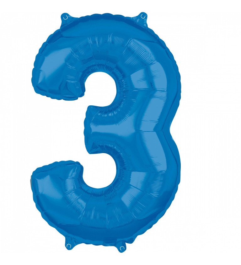 Fóliový balón "3" - Modrý