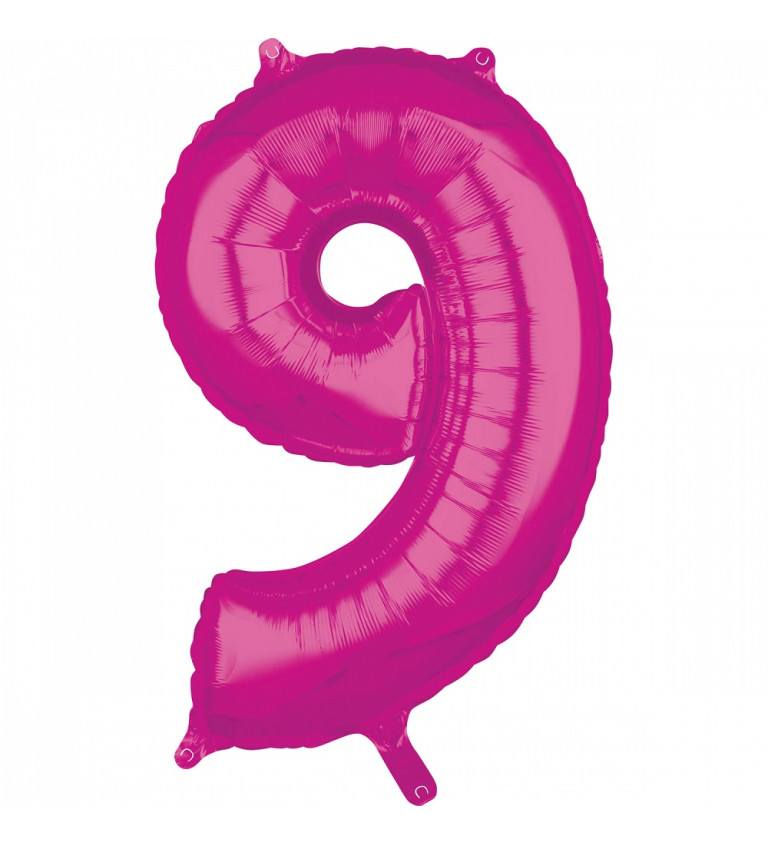 Fóliový balón "9" - Ružový