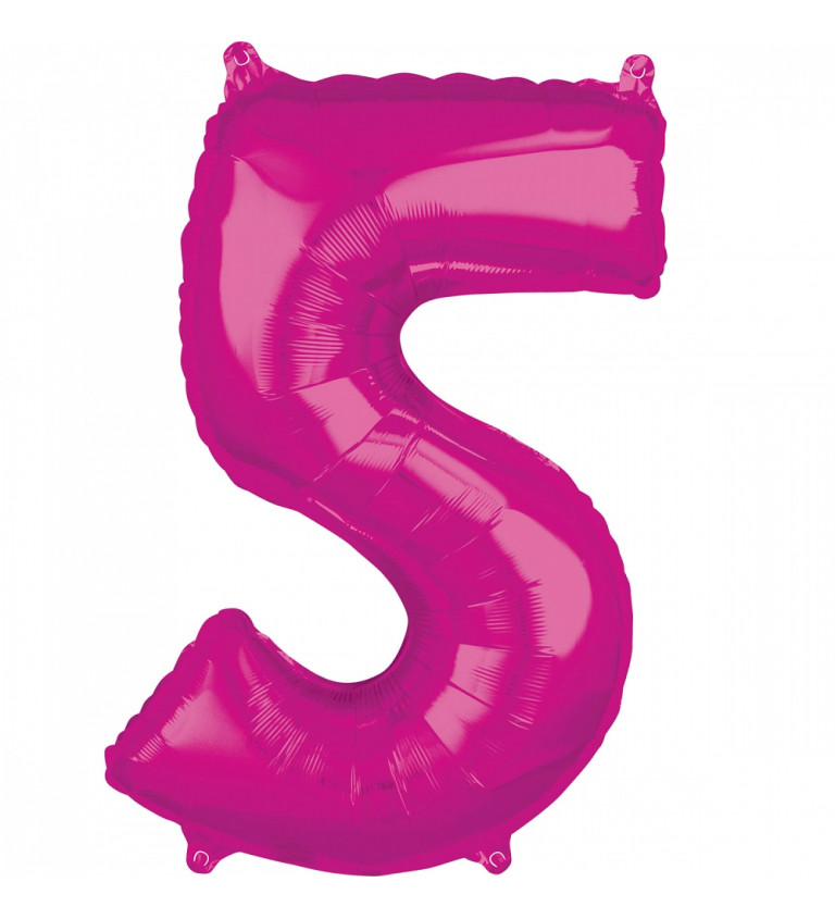 Fóliový balón "5" - Ružový