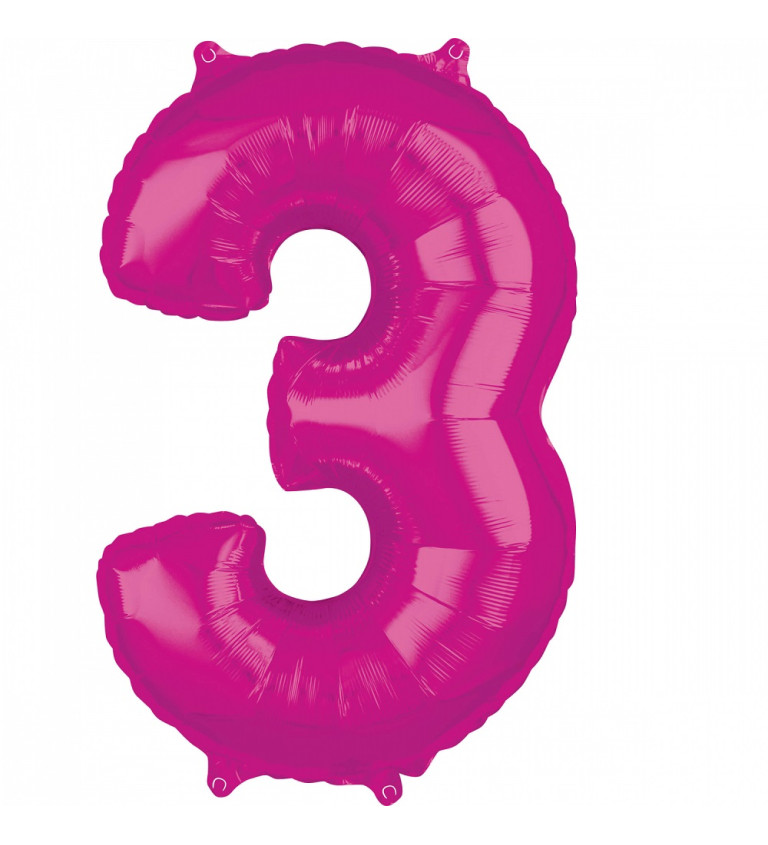 Fóliový balón "3" - Ružový