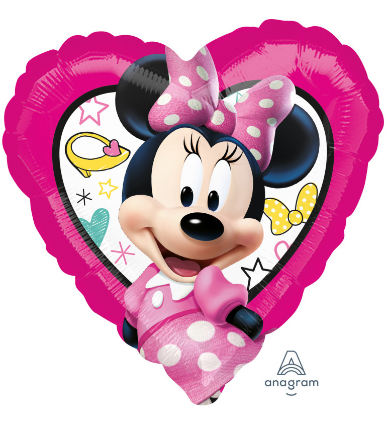 Srdcový fóliový balónik Minnie mouse