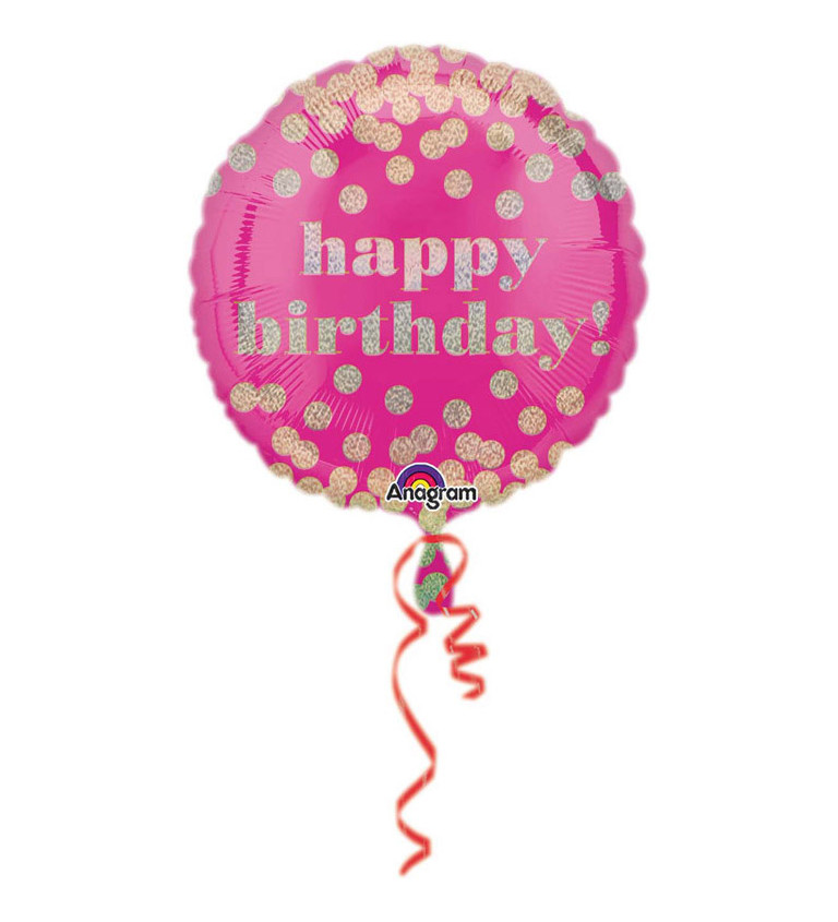 Fóliový balónik Happy Birthday, ružový
