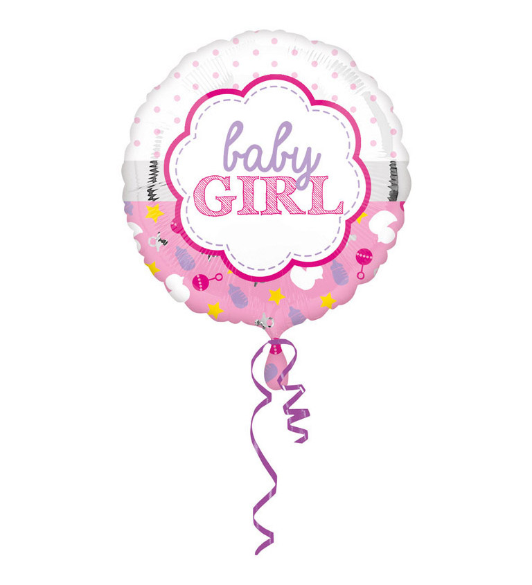 Ružový fóliový balónik Baby Girl