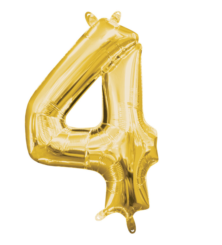 Zlatý fóliový mini balón - číslica "4"