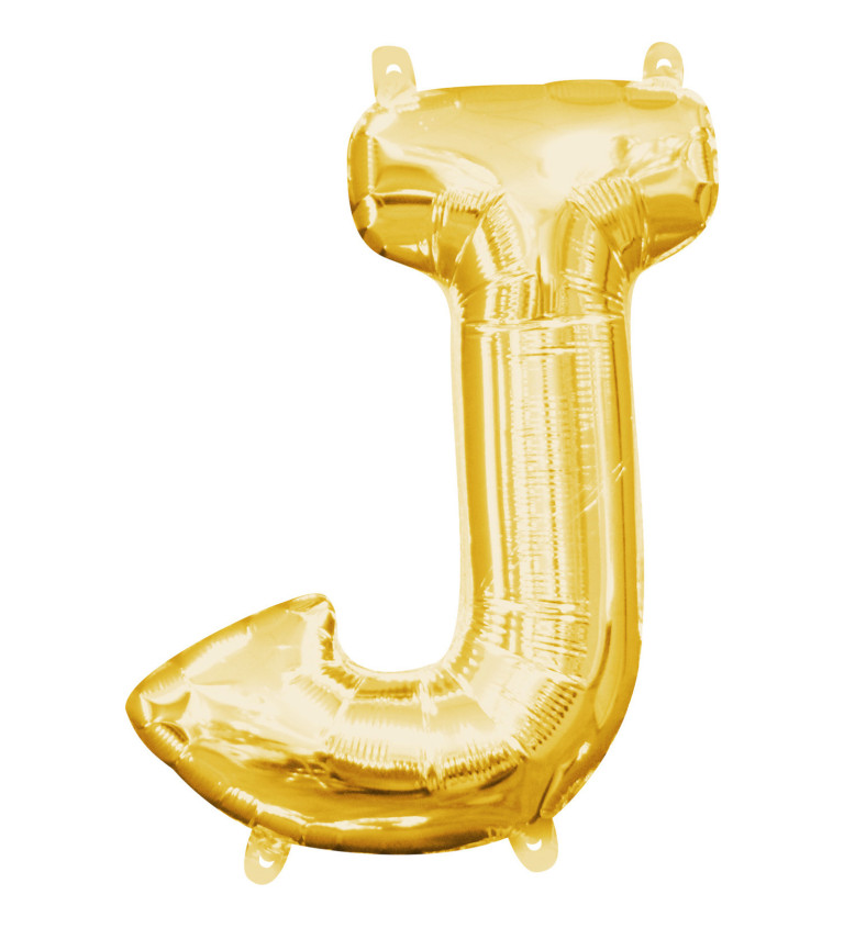 Fóliový balón "J" - Zlatý
