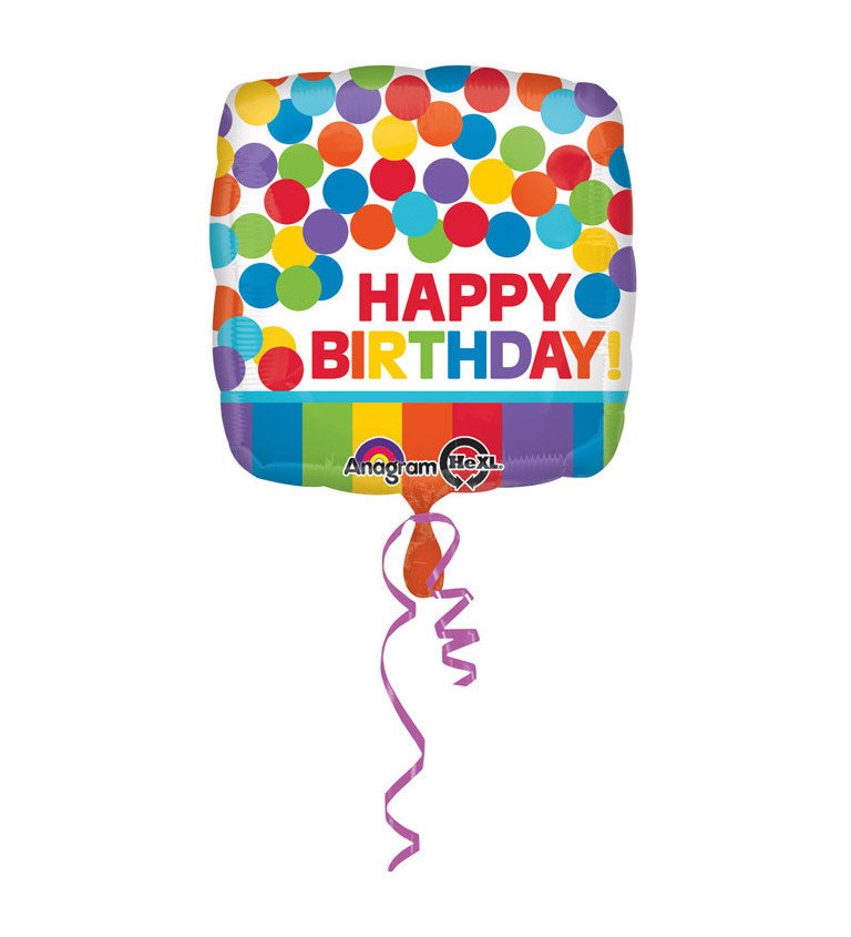 Štvorcový Fóliový balónik Happy Birthday