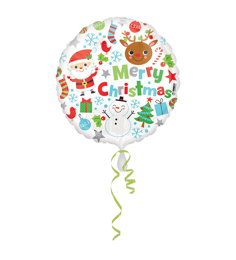 Fóliový balónik Merry Christmas!, okrúhly