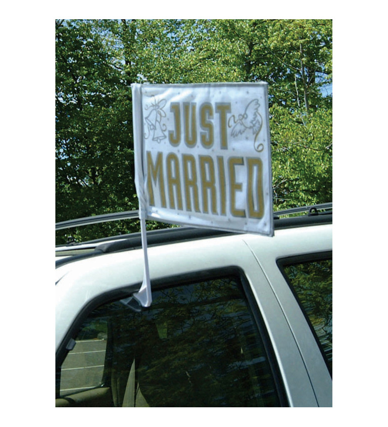 Vlajka na auto "Just Married"