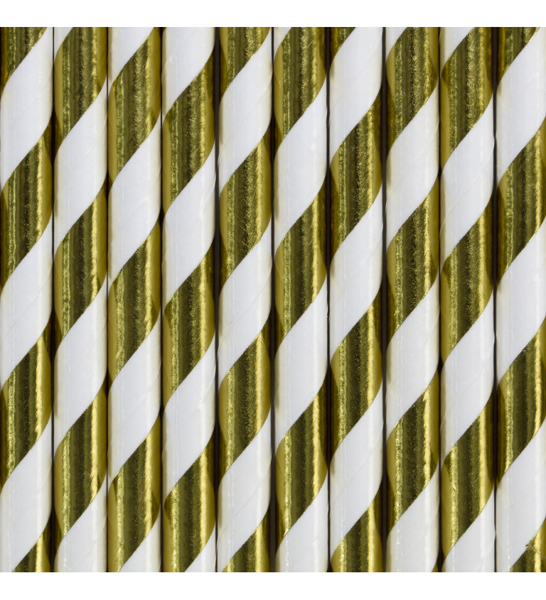 Papierové slamky so zlatými lesklými pruhmi