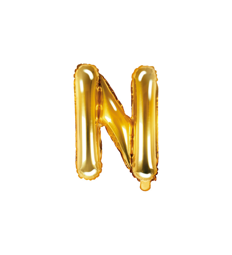 Fóliový balón "N" - zlatý