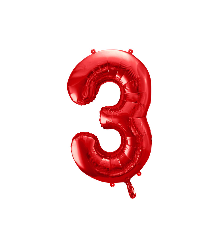 Červený balónik v tvare čísla 3