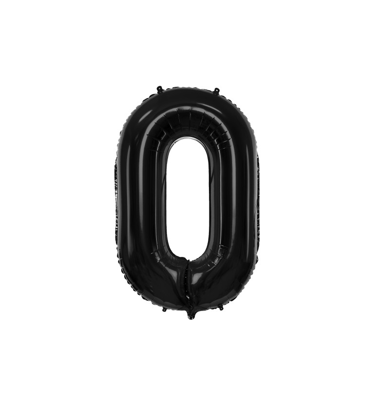 Fóliový balón v čiernej farbe v tvare čísla 0